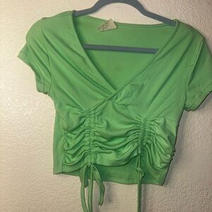 Green drawstring top